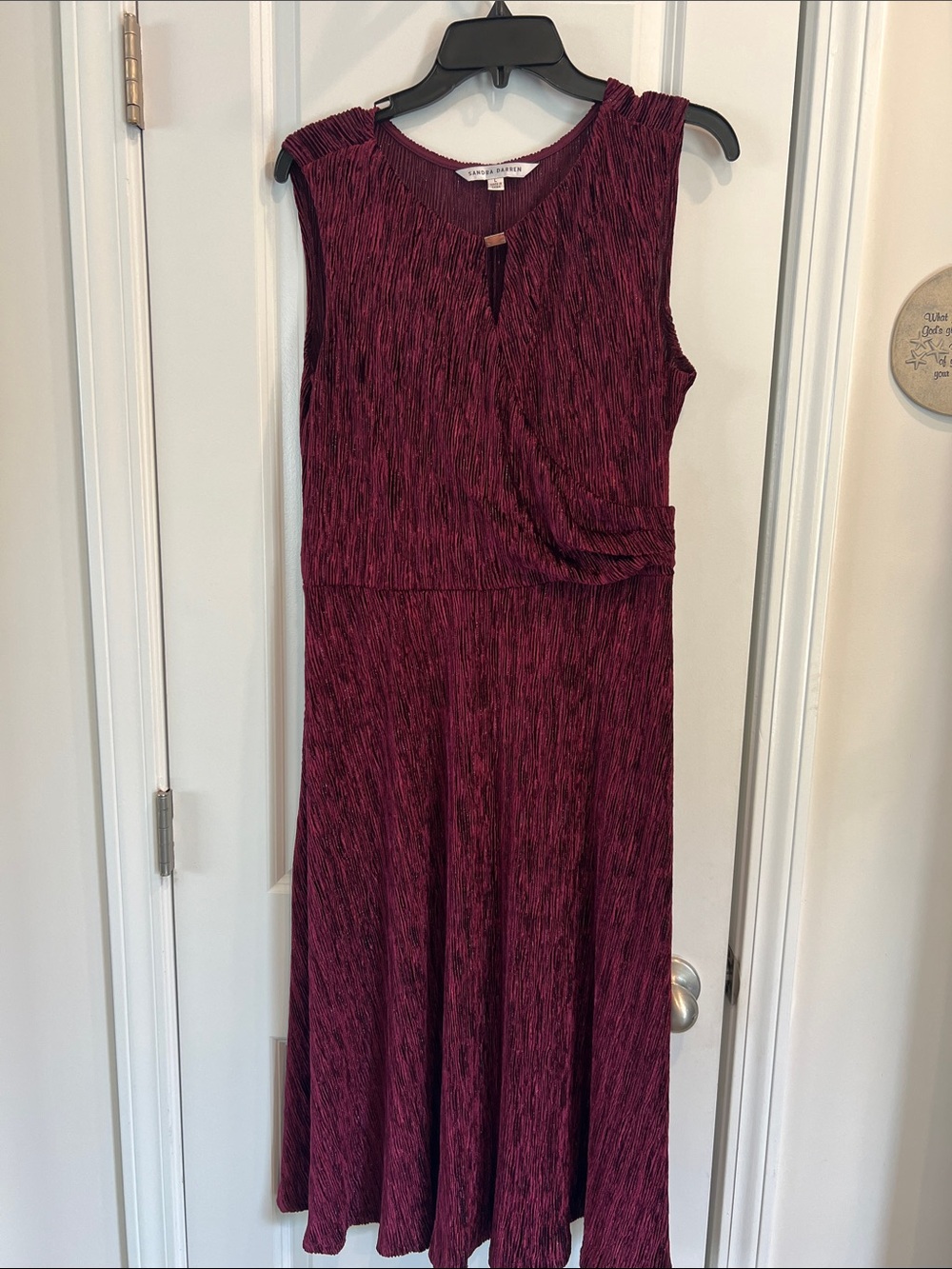 Sandra Darren Textured Plum Midi Dress with Keyhole